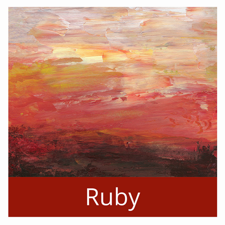 Rich red abstract artwork evoking a fiery sunset.