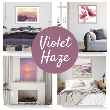 Abstract nature inspired Wall art in violet and burgundy colours.