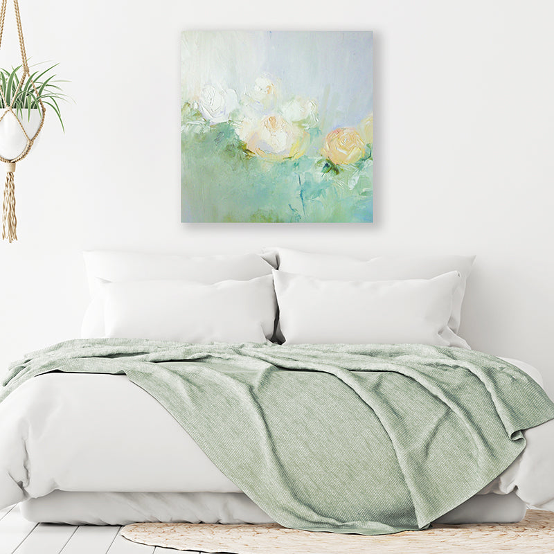 Pastel Green Canvas Art Print | Abstract Floral Wall Art
