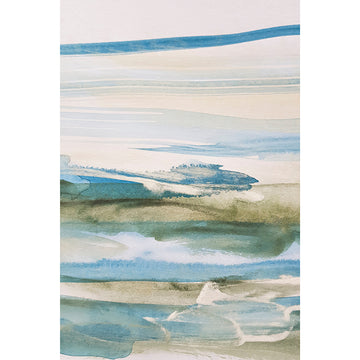 Abstract watercolour artwork in soft coastal colours.