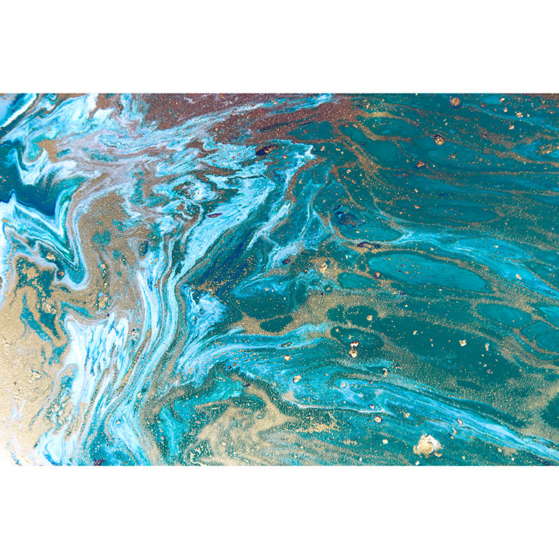 Abstract ocean artwork in turquoise, aqua and grey.